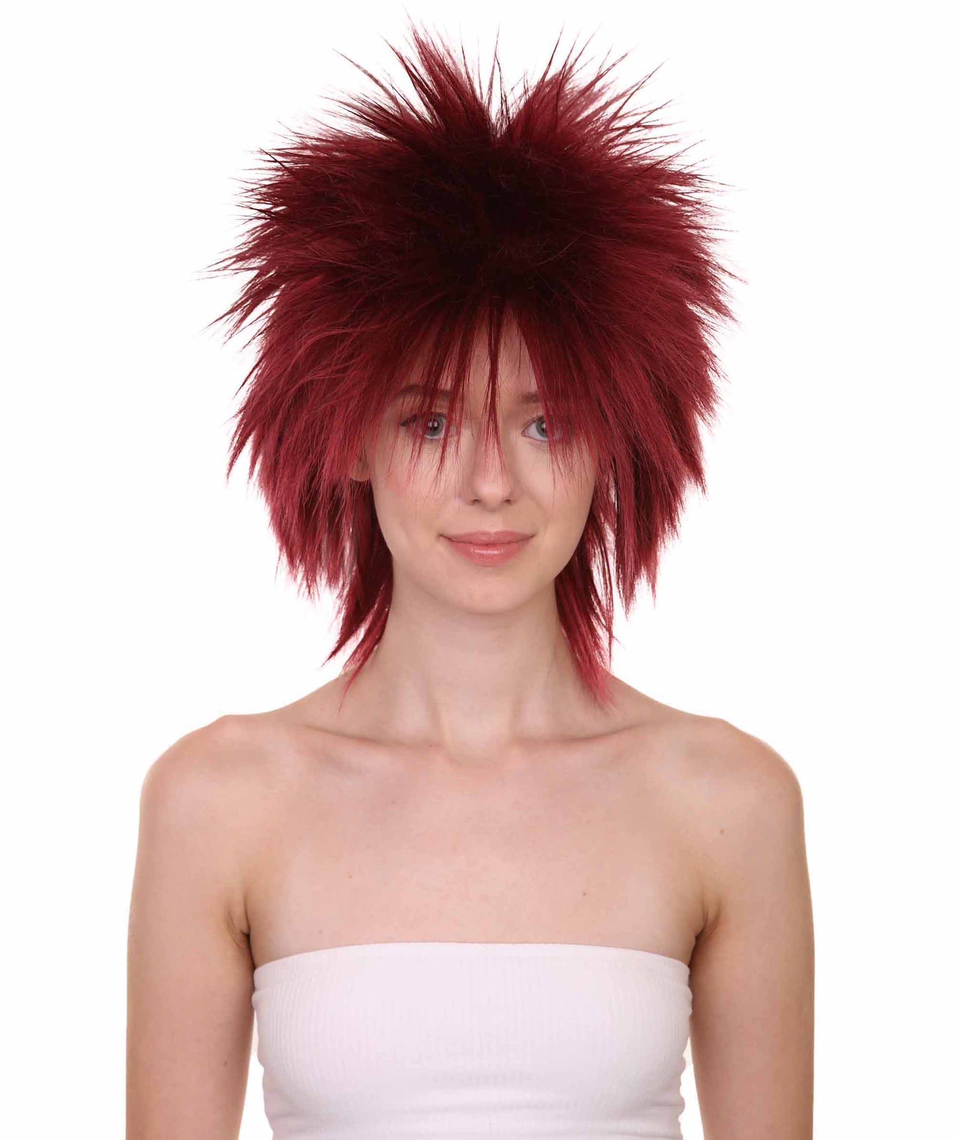 Wigs2you ハロウィンパーティープレミアムレディース H-1702 着け心地が良い とても快適 ファンキーパンク バーガンディウィッグ