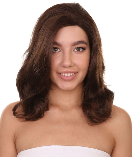 プレミアムハロウィンパーティーレディ H-5465 ミディアムレングス ブラウンカマラハリス副大統領ウィッグ ブラウン