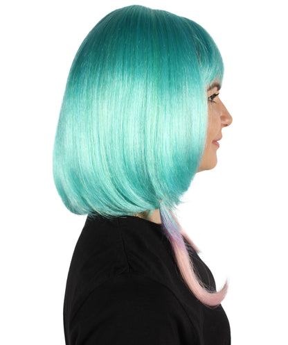Wigs2you H-6924 前髪付きレディースウェーブブルーボブウィッグ｜コスプレに最適｜難燃性合成繊維