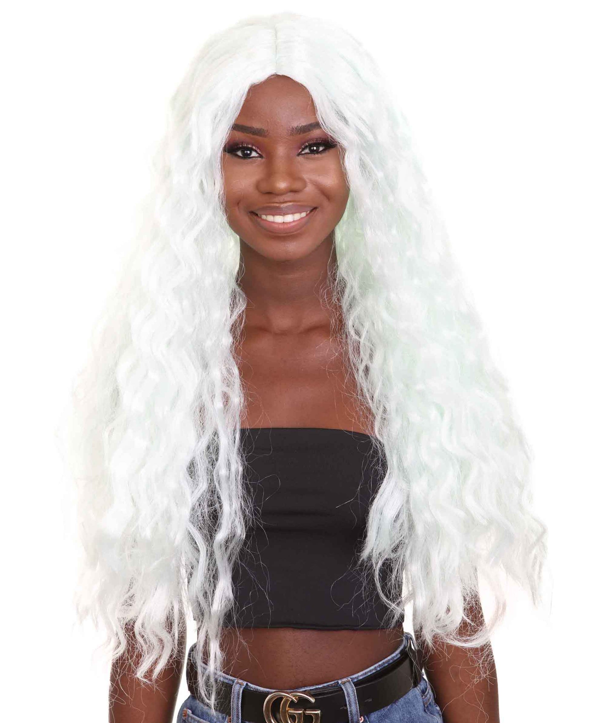 ハロウィンパーティープレミアム H-5255 女性用ロングレングスプラチナシルバーセイソーアーティストウィッグ シルバー