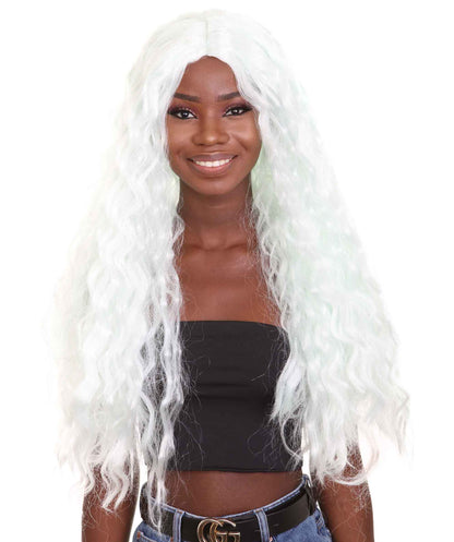 ハロウィンパーティープレミアム H-5255 女性用ロングレングスプラチナシルバーセイソーアーティストウィッグ シルバー