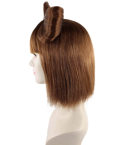 大人の女性用ブラウンのバタフライリボンウィッグ H-1675 セレブ用ウィッグ ハロウィン用 プレミアム通気性キャップレスキャップ