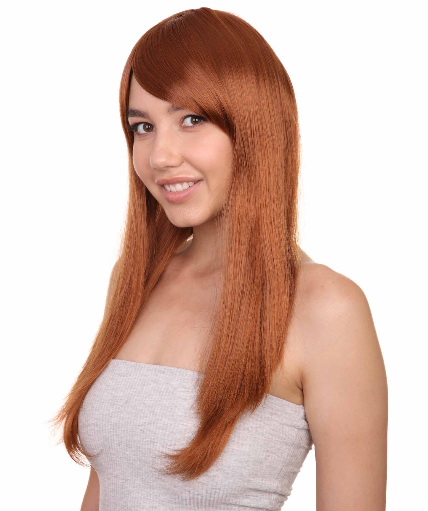 ハロウィンパーティー プレミアム 女性用 H-2557 オレンジ アニメ コスプレ ロング ストレート ウィッグ