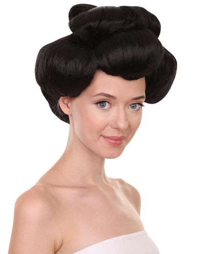 プレミアムハロウィンパーティー 女性 H-5389 ショートレングス アップド ハロウィン アニメーションゲイシャウォリアーウィッグ ブラック