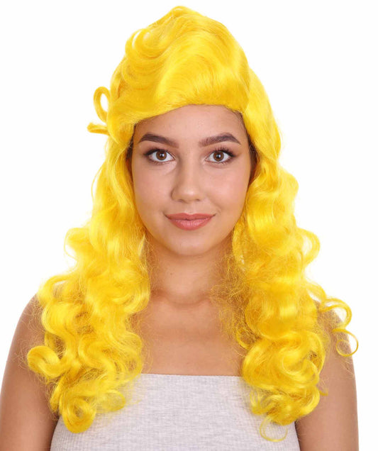 ハロウィンパーティ プレミアム H-5231 女性用 ロングレングス サイドパート イエローウェービーコスプレウィッグ イエロー