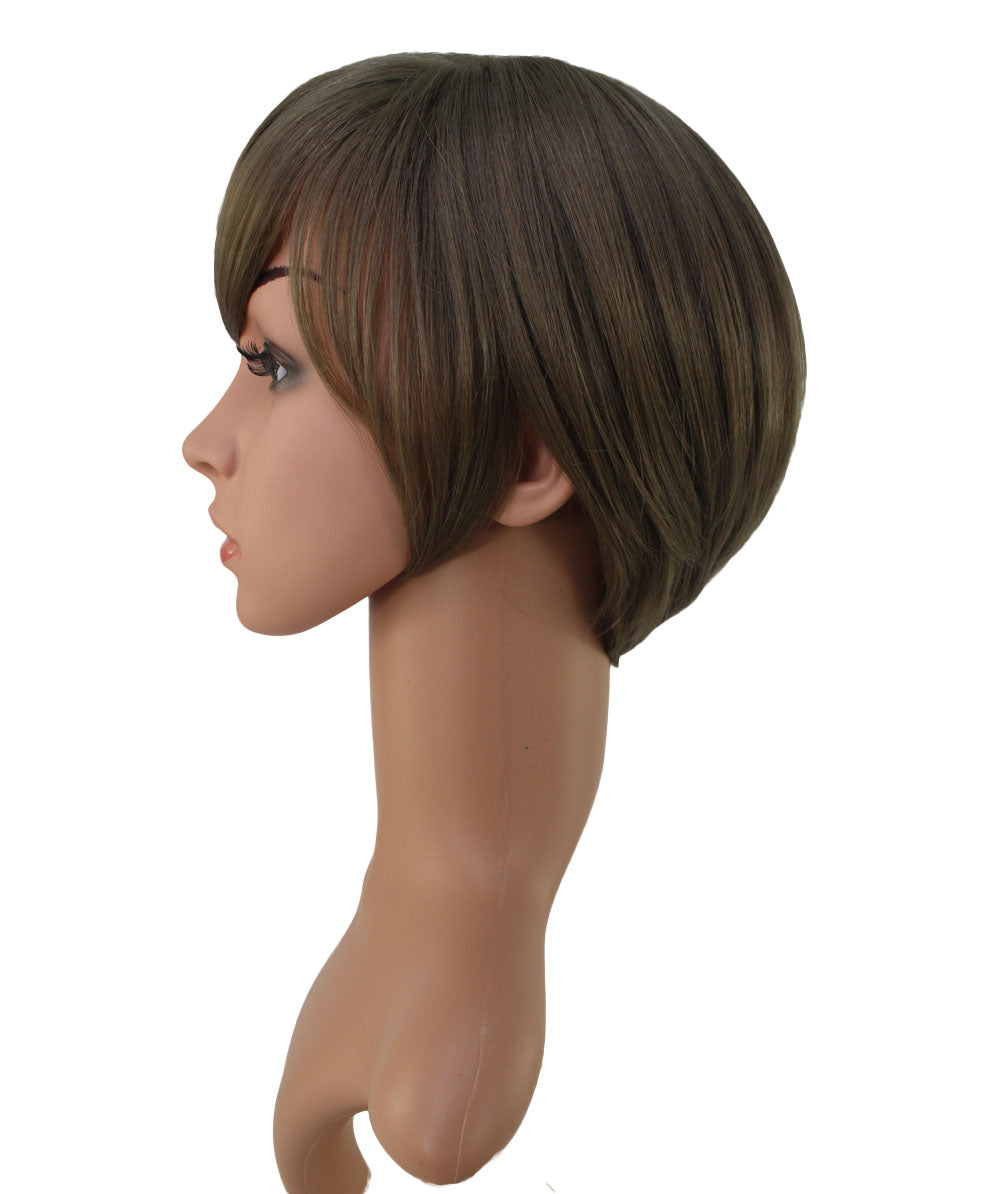 耐熱商品。束間の有る毛流れがおしゃれ、カジュアルになり過ぎない女っぽいショートスタイルです。 ウィッグネット付きW-1009