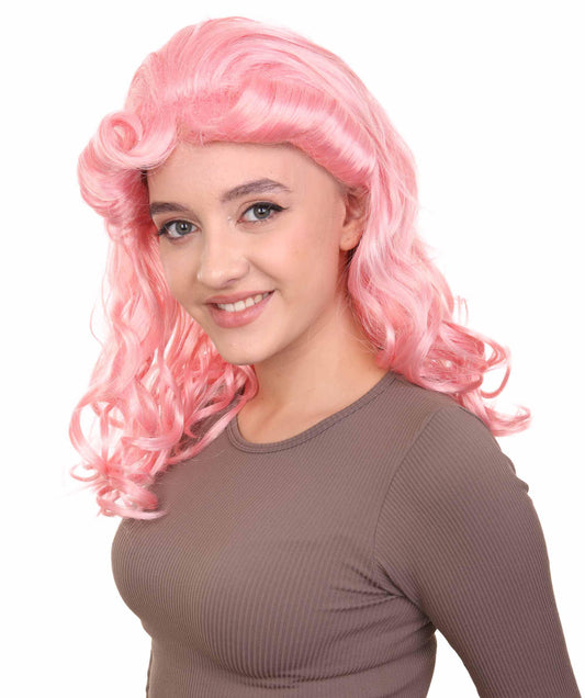 ハロウィンパーティープレミアムレディース H-2849 40'sピンナップガールピンクウィッグ 着用簡単 とても快適なフィット