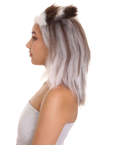 ハロウィンパーティ プレミアムレディース H-5223 ホワイト＆ブラウン ファーリー ドッグ コスプレウィッグ