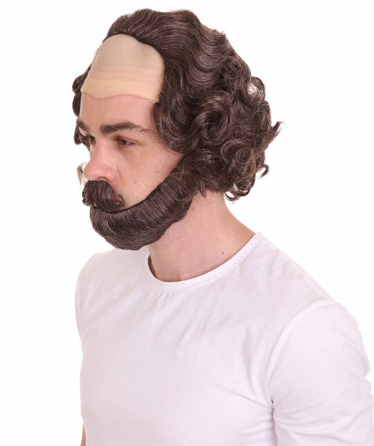 ハロウィンパーティ プレミアム 男性用 H-4416 ウィリアム・シェイクスピア ブラウンウィッグとフルひげセット