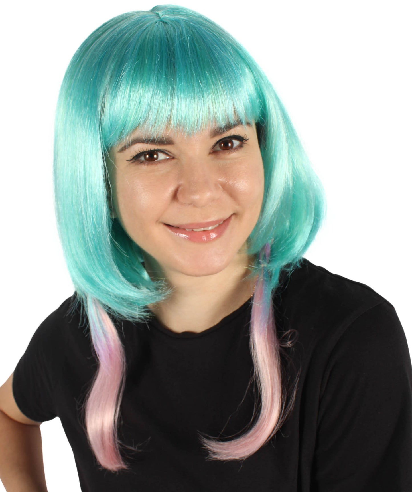 Wigs2you H-6924 前髪付きレディースウェーブブルーボブウィッグ｜コスプレに最適｜難燃性合成繊維