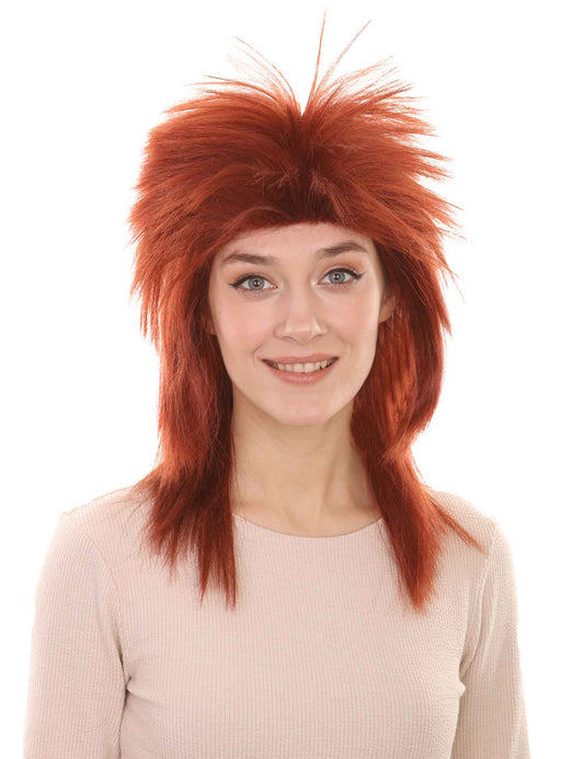 Wigs2you ハロウィン パーティー プレミアム H-1307 簡単に着用でき 快適なフィット感 80 年代女性ダーク オーバーン ロッカー スタイル ウィッグ