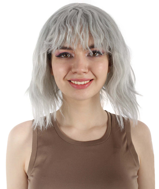 女性用ショルダーレングスバング波状コスプレウィッグ ダークグレー H-5229_17 ファンシースタイル プレミアムハロウィンパーティーウィッグコレクション