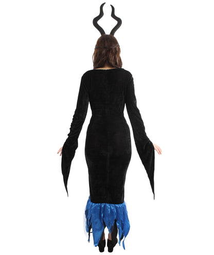女性 JCP-225 レディ マレフィセント コスチューム ブラックとブルー ハロウィン コスチューム