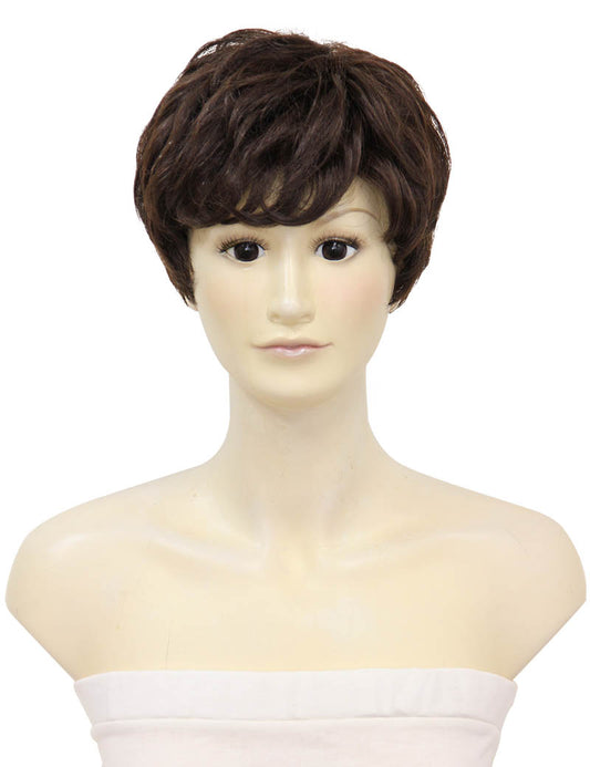 人毛ミックス | モノスキン半手植えの高品質ウィッグ | 医療用上品なショートスタイル | ウィッグネット付き HTBP-002