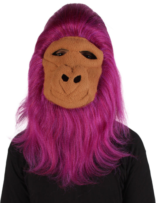 ハロウィンパーティープレミアムメンズ H-5647-PP ヘアリーユニセックスエイプティンセルマスクのみ 紫 軟らかい合成繊維