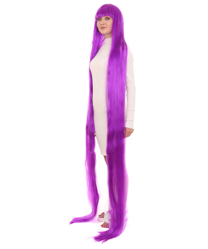 70エクストラロングネオンパープル女性用ウィッグコレクション H-3262 華やかなハロウィンウィッグ プレミアム通気性のあるキャップレスキャップ