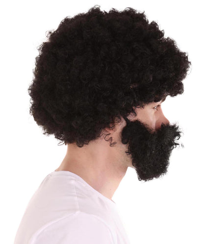 Wigs2you ハロウィンパーティー プレミアム メンズ H-637 ヒゲ＆アフロウィッグ ブラックカラー