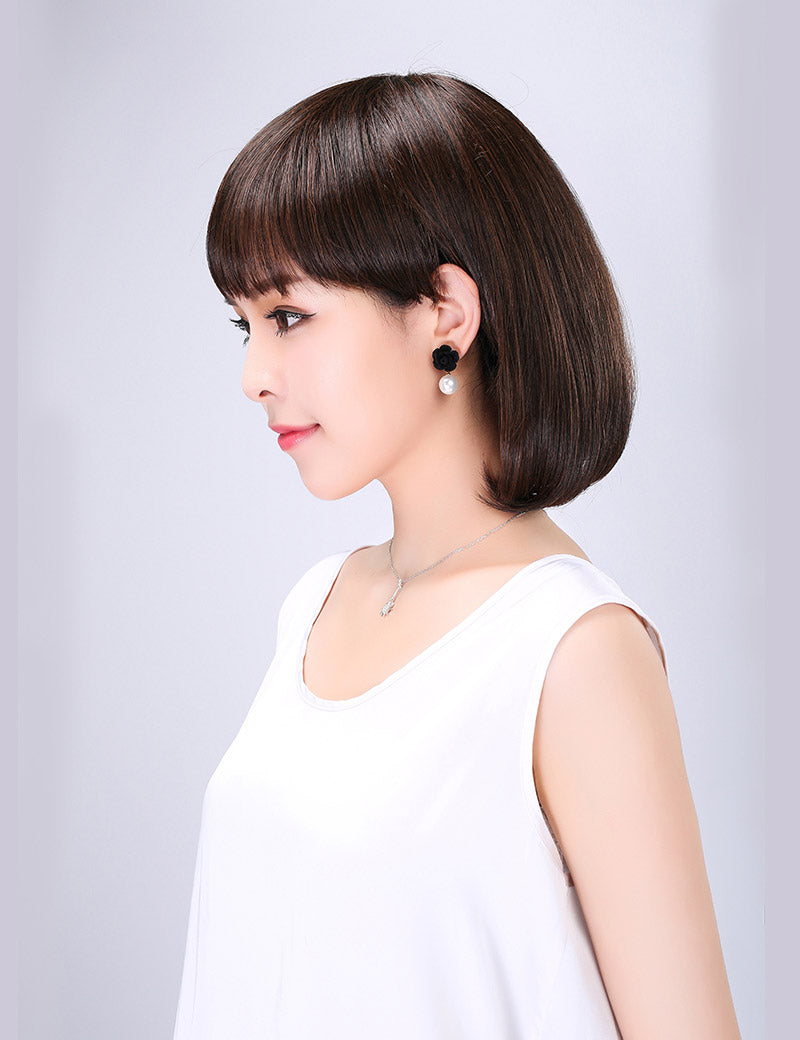 "ナチュラルウェーブショートボブ☆彡重めな雰囲気をお表現したい女性におススメ ウィッグネット付き♪W-420 "