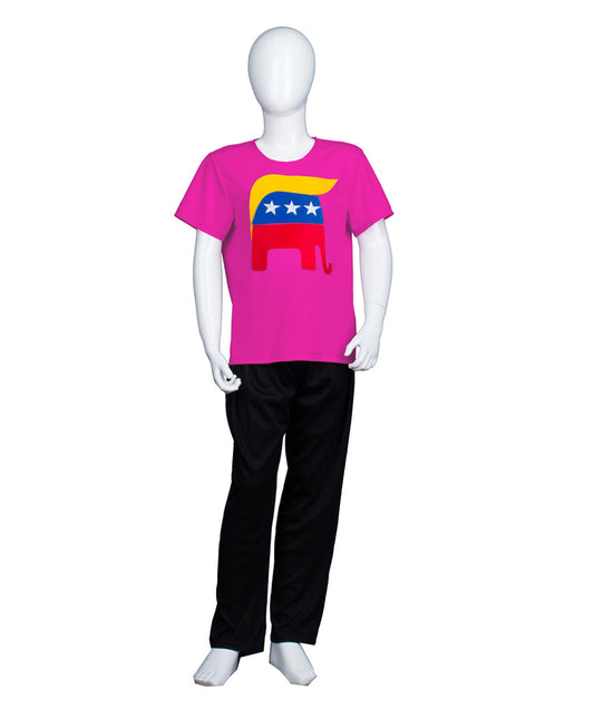 子供用 JCO-176(Kids)_6 エレファント プレジデント ヘア スタイル Tシャツ ホット ピンク コスプレ コスチューム