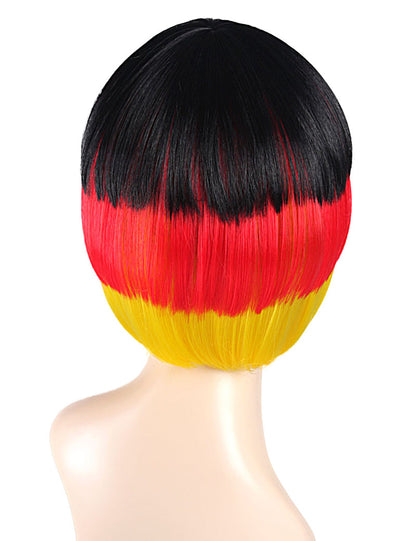 ハロウィンパーティープレミアムレディース Flag-002 ボブウィッグ マルチカラー ファンシーキャラクターファッションウィッグ ソフト合成繊維