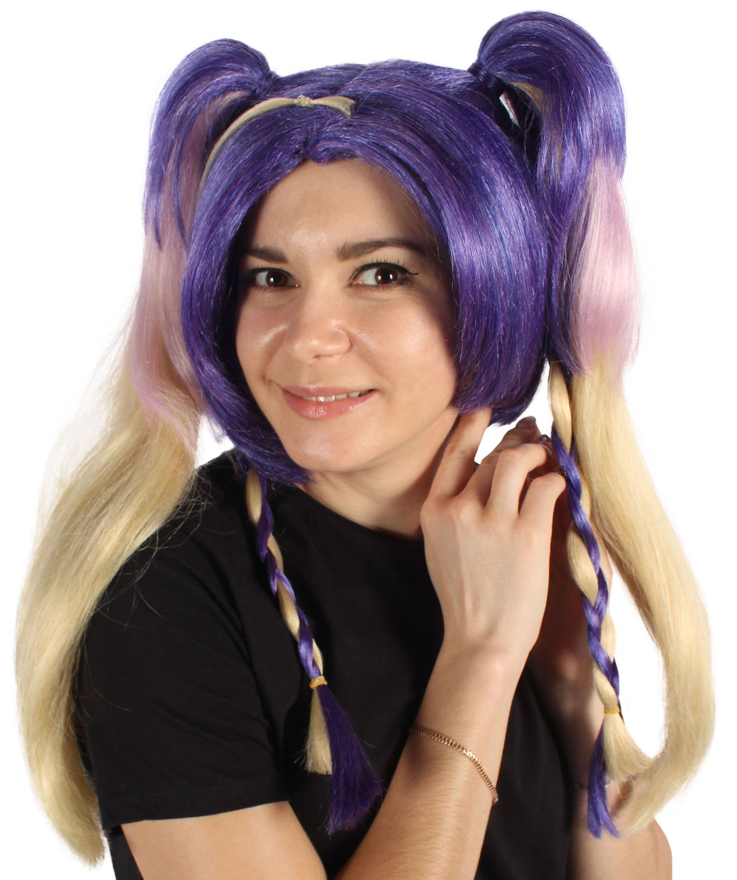 Wigs2you H-6926 レディース パープル＆ブロンド ダブルポニーテールウィッグ｜コスプレウィッグ｜難燃性合成繊維