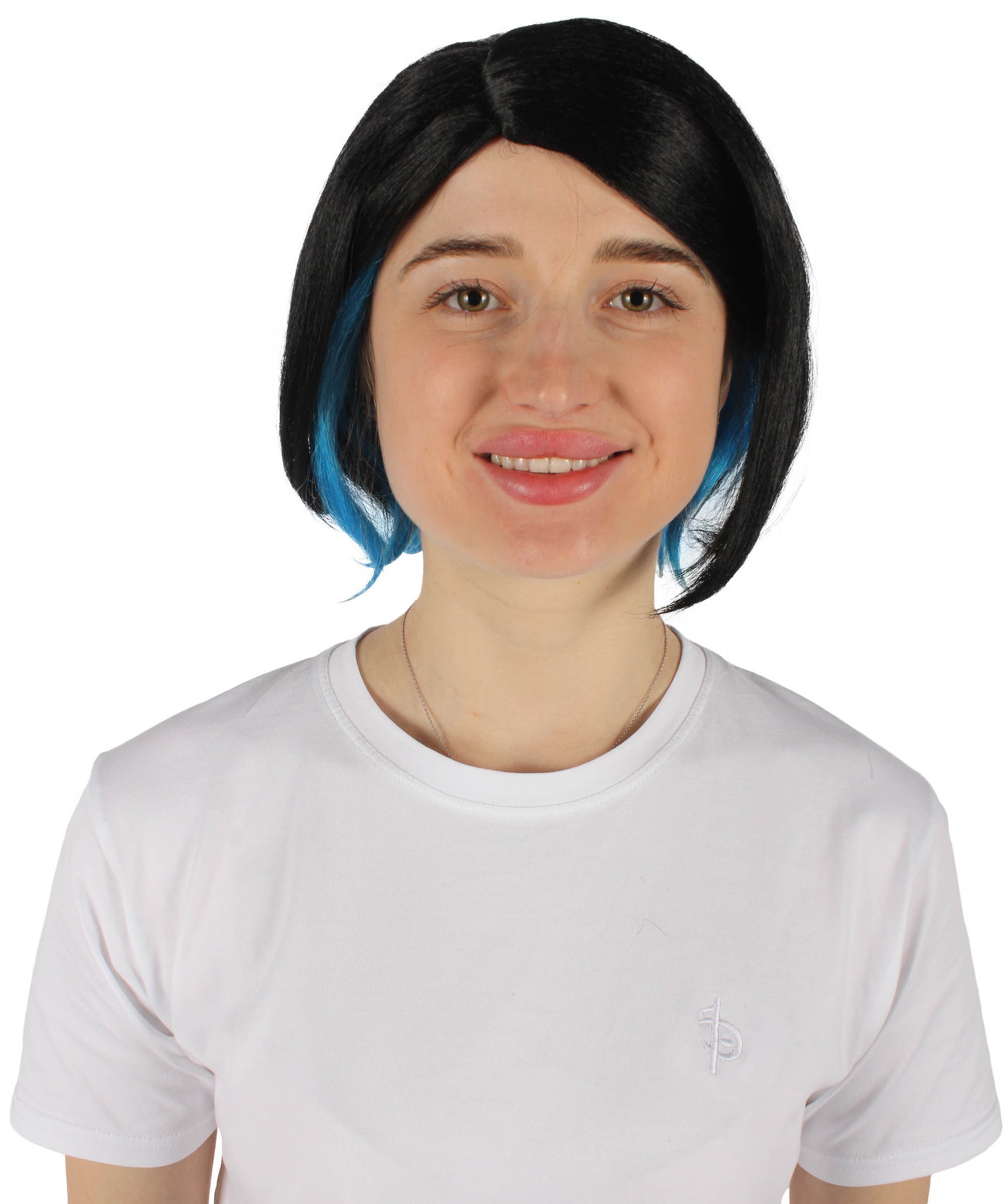 Wigs2you H-6920 マーキュリーウィッチ ブラック＆ブルー アニメ風ショートウィッグ（女性用）｜ハロウィンにぴったり｜難燃性合成繊維
