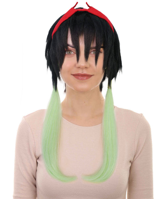 レディース H-5951 マルチカラー アニメ ムービー ブラック コスプレ ウィッグにヘッドバンド パーティーに最適 難燃性合成ファイバー