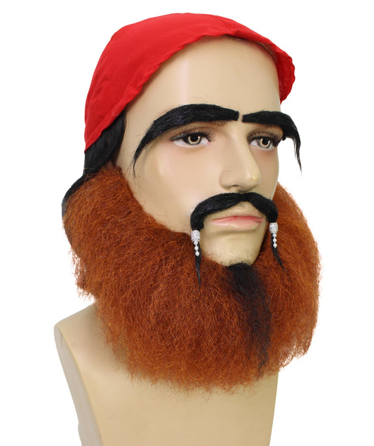 男性用 H-6099 海賊キャプテン コスプレ セット ウィッグ カチューシャ ひげ 口ひげ ハロウィンに最適 難燃性合成繊維