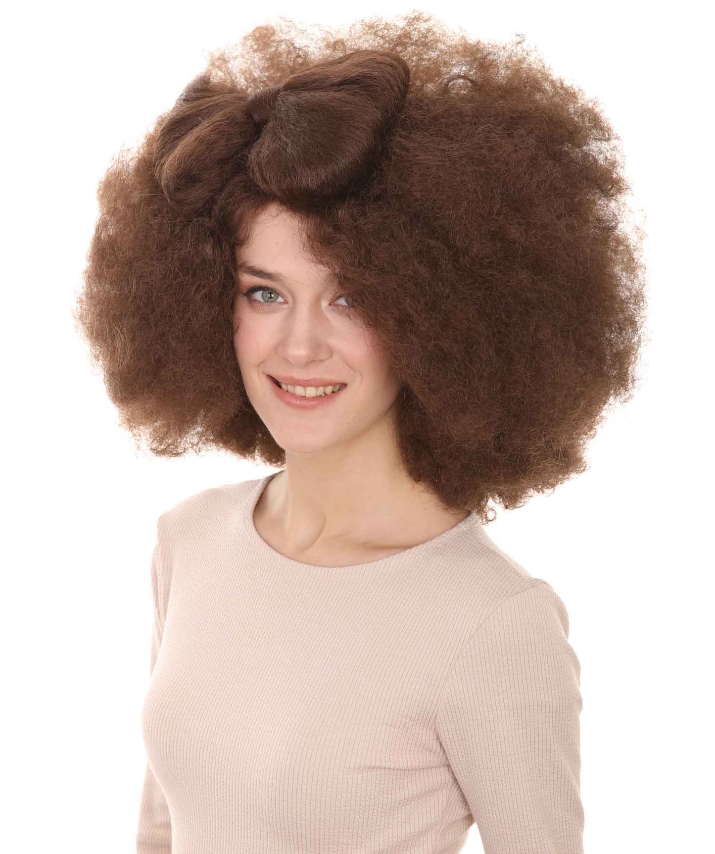 Wigs2you ハロウィン パーティー プレミアム レディース H-1258 着けやすい 快適なフィット感 アフロ スモール ボウウィッグ ブラウン