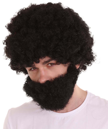Wigs2you ハロウィンパーティー プレミアム メンズ H-637 ヒゲ＆アフロウィッグ ブラックカラー