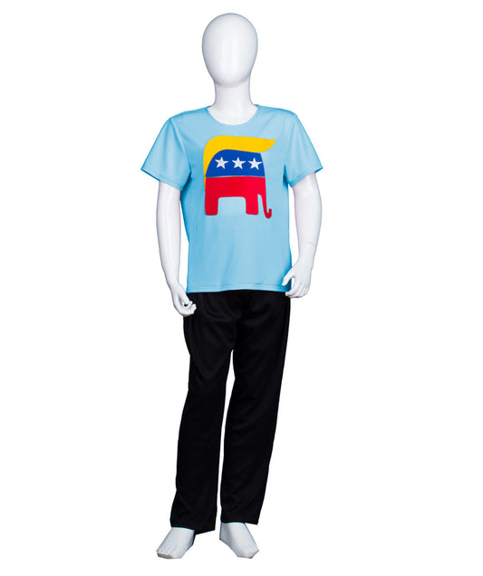 子供用 JCO-176(Kids)_9 エレファント プレジデント ヘア スタイル Tシャツ ライト ブルー コスプレ コスチューム