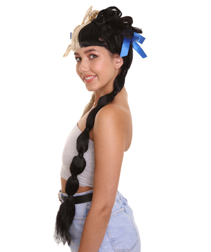 ハロウィンパーティ プレミアムレディース H-5201 ミニバンハロー ツートーンピグテールとスカイブルーリボンウィッグ