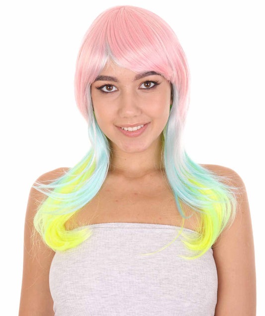 Wigs2youハロウィンパーティープレミアムレディースH-1975 美しい見た目のレインボーロングストレートウィッグ