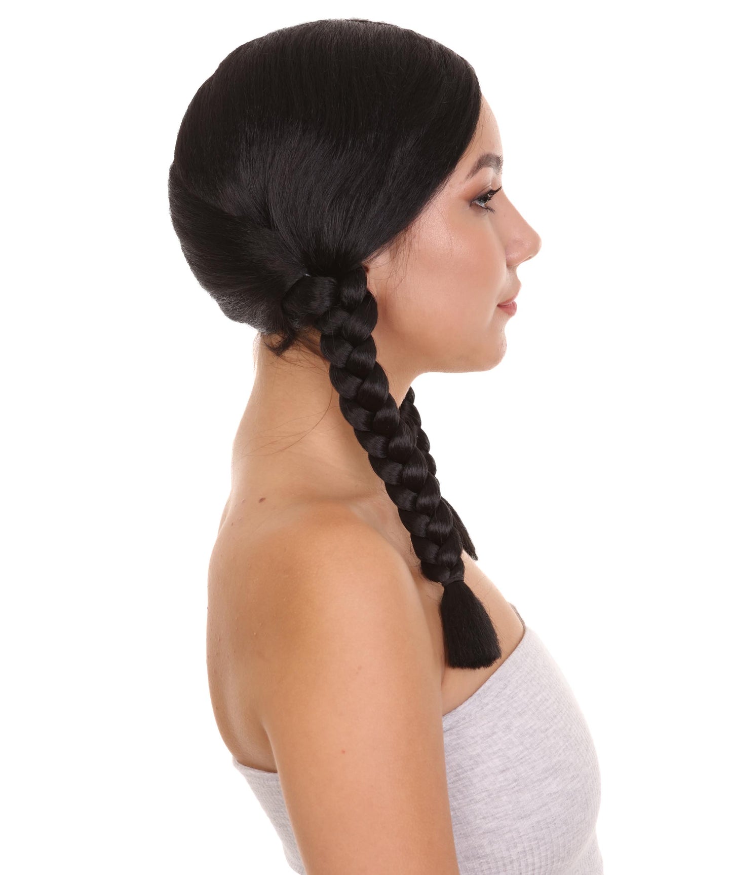 ハロウィンパーティープレミアムレディース H-3402 インディアンブラック編み込みウィッグコレクション