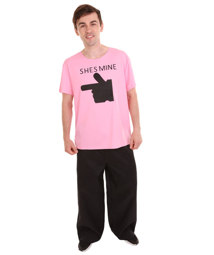 大人向け女性用 JCO-168_5 バレンタインデー ピンク マッチング カップル "He's Mine" Tシャツ コスプレ コスチュームコレクション