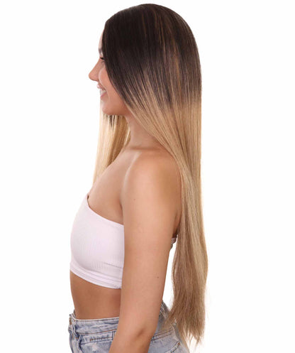 プレミアムハロウィンパーティーレディ H-5426 エクストラロングレングス ハロウィンベーシックバレーガールオンブレウィッグ ブラウン