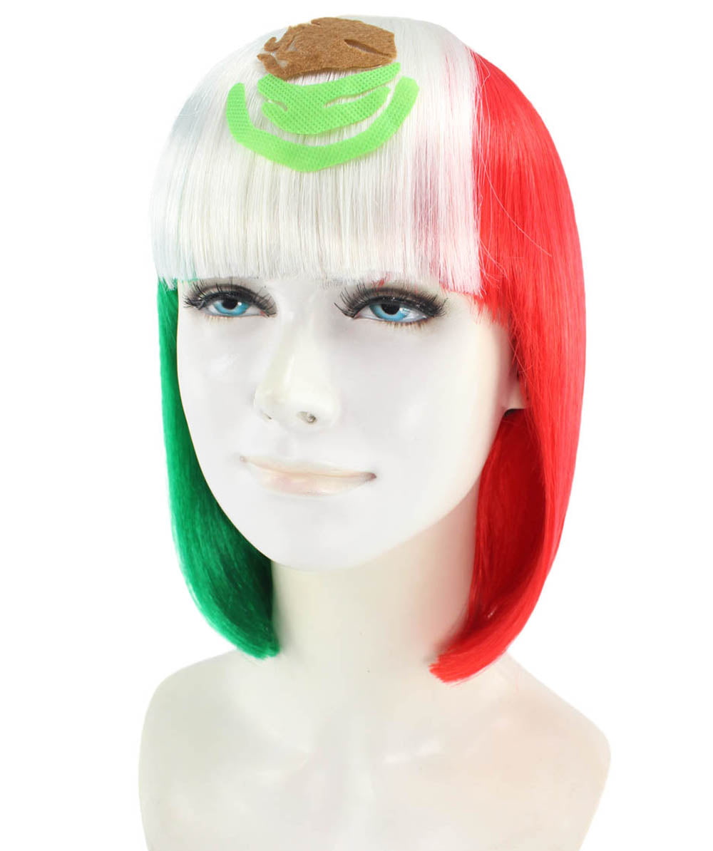 ハロウィンパーティープレミアムレディース Flag-002 ボブウィッグ マルチカラー ファンシーキャラクターファッションウィッグ ソフト合成繊維