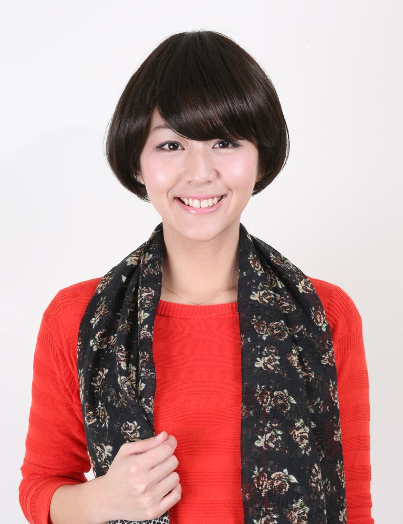"耐熱商品☆ショートでも可愛くオシャレに♪ 丸みのあるシルエットが綺麗なショートボブスタイル♪ ウィッグネット付き♪W-554 "