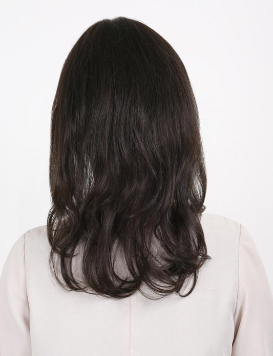 Wigs2you.com レディース ウィッグ 人毛100％ ゆるカール セミロング 自然な仕上がり 医療用・日常用・結婚式にも最適 HH-151 ダークブラウン