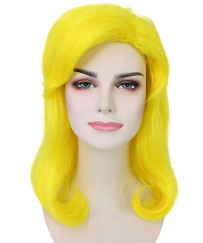 ハロウィンパーティ プレミアムレディース H-5477 ミディアムレングス イエローアルミンウィッグ イエロー