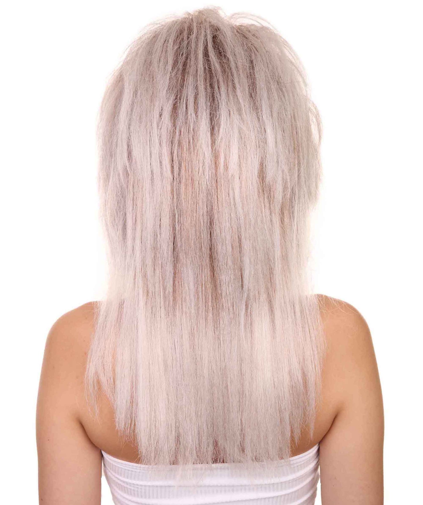 プレミアムハロウィンパーティーレディ H-5407 ロングレングス コスプレ ロックンロールのグラム スパイク付き80sロッカーウィッグ ライトブロンド