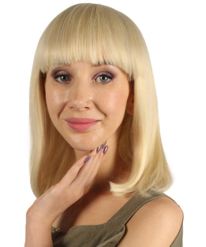 ミディアムボブコスプレ女性用ウィッグ ブロンド H-3375 華やかなパーティーイベント準備完了のハロウィンウィッグ プレミアム通気性のあるキャップレスキャップ