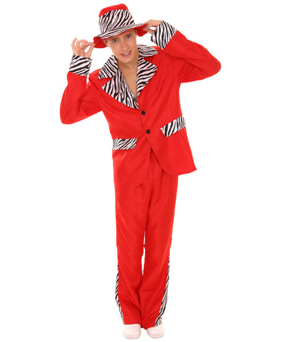 男性 JCP-174 のスウィートダディピンプビンテージコスチューム レッド ハロウィンコスチューム
