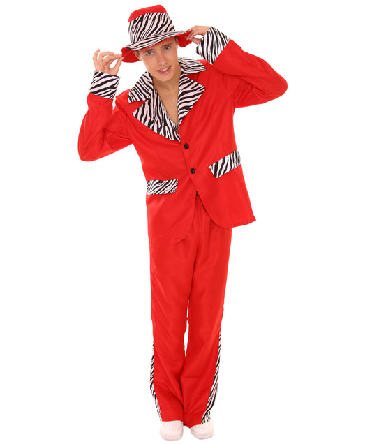 男性 JCP-174 のスウィートダディピンプビンテージコスチューム レッド ハロウィンコスチューム