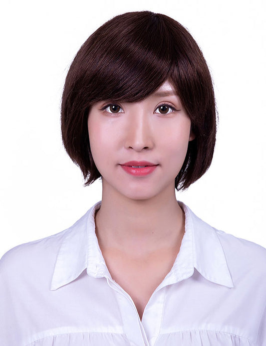 30歳〜40歳 若者の短い HT-019 100% ヒューマンヘア ナチュラルエレガンス ハンドタイド ヒューマンヘア束
