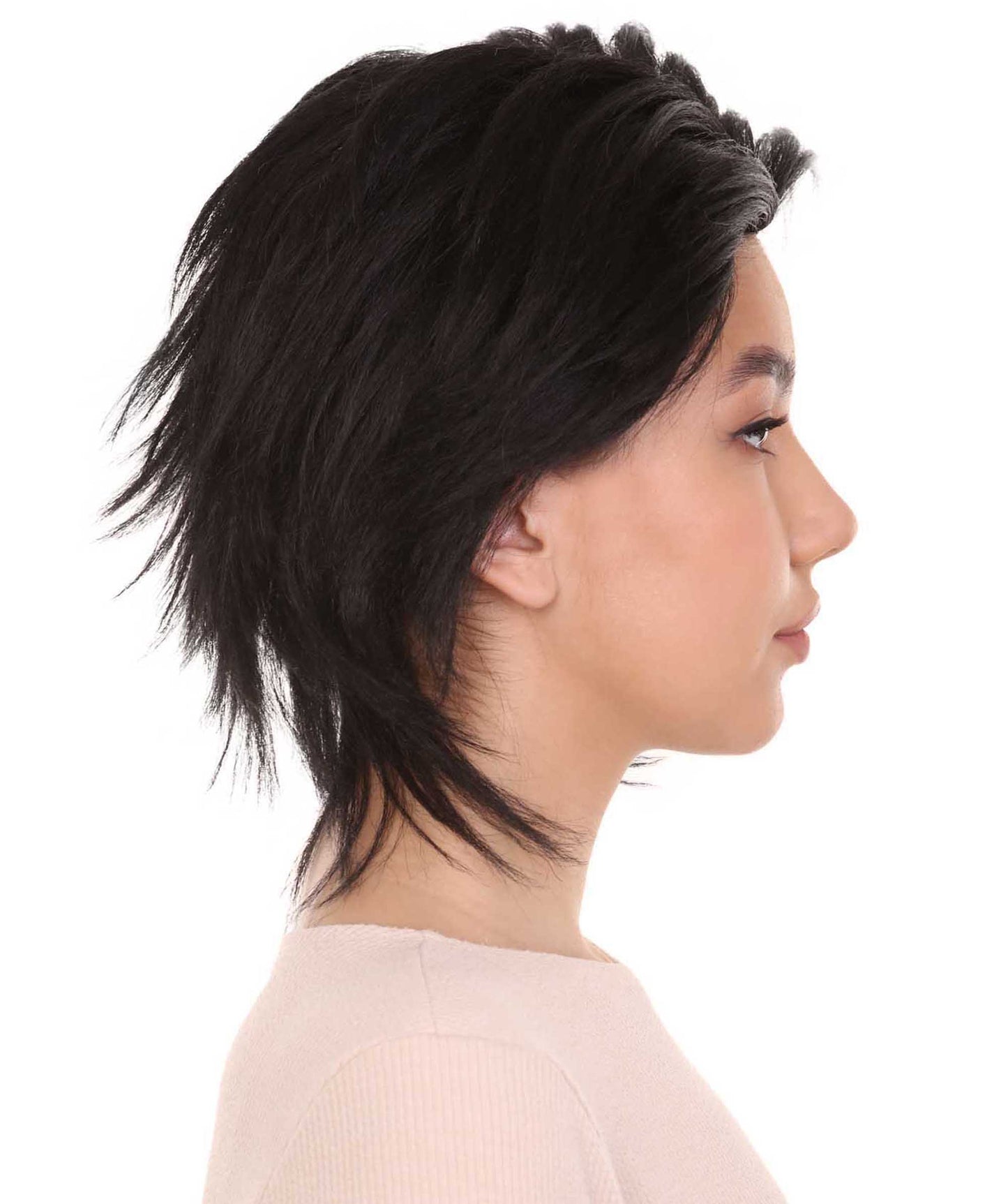 ミス・シザーハンズ コスプレウィッグ H-4055 ブラックショートキャラクターウィッグ プレミアム通気性キャップレスキャップ