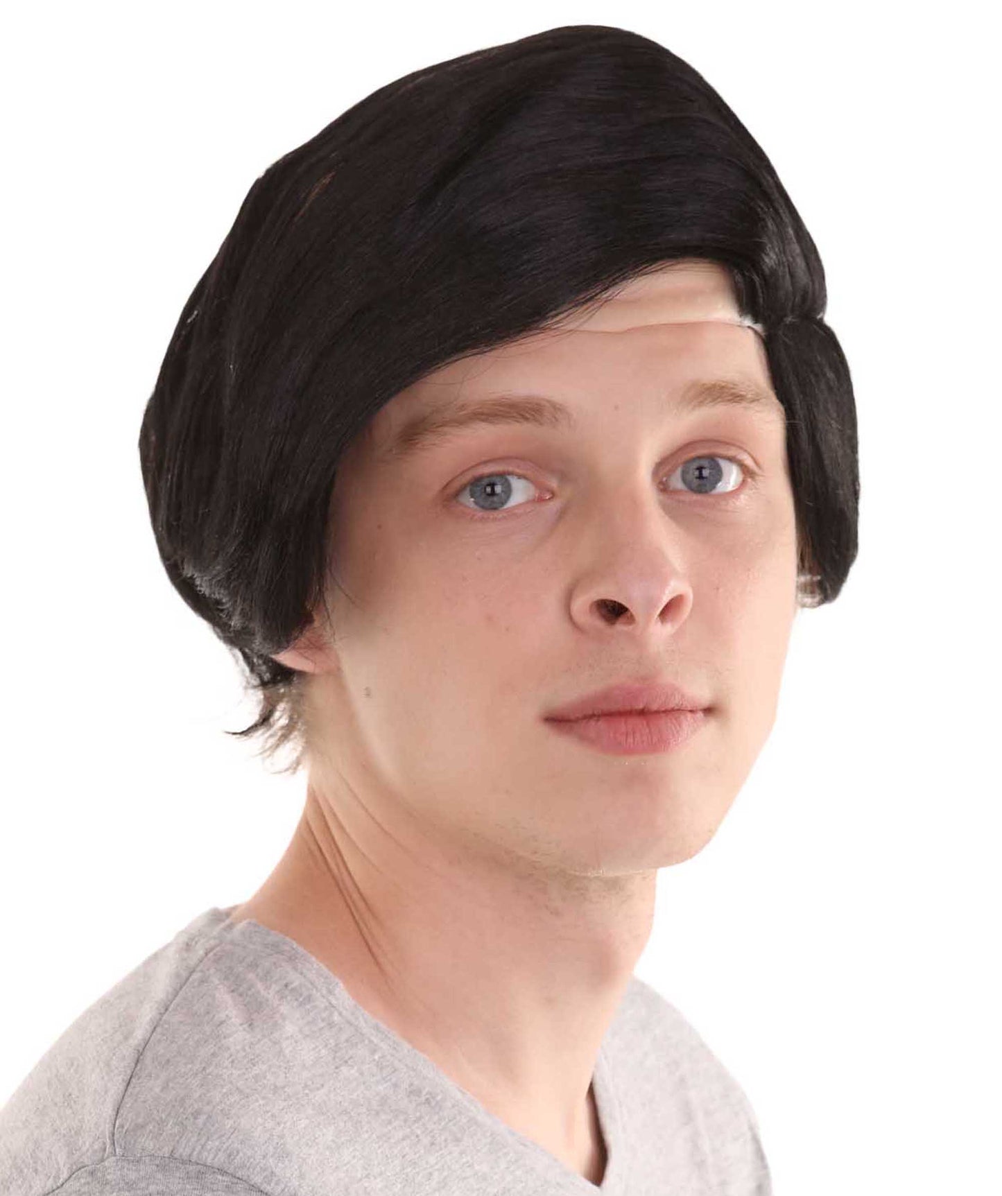Wigs2you ハロウィンパーティープレミアム H-2145 コンボーバルド男性ブラックウィッグ あなたのためにカスタマイズ 男性の髪の部分の調整プロセス