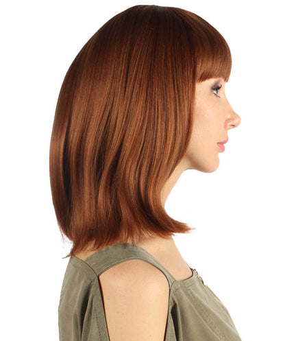 ミディアムボブコスプレ女性用ウィッグ ブラウン H-3371 華やかなパーティーイベント準備完了のハロウィンウィッグ プレミアム通気性のあるキャップレスキャップ