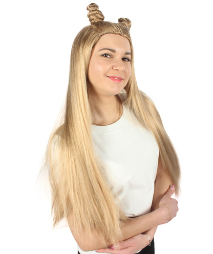 大人向け女性用 H-5817 ブロンド ウィッグ ハロウィンに最適 難燃性合成ファイバー