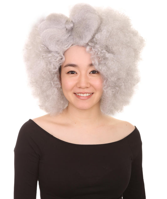 Wigs2you ハロウィン パーティー プレミアム レディース H-1250 着けやすい 快適なフィット感 グレー アフロ スモール ボウウィッグ